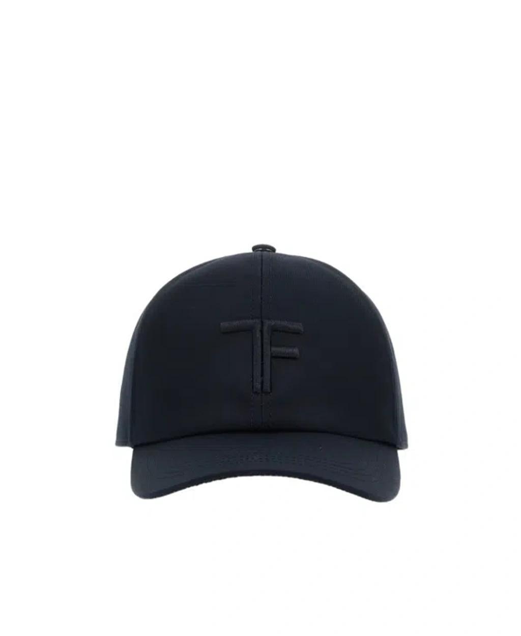 TOM FORD Leather-trimmed Logo-embroidered Cotton-twill Baseball Cap In Blue Product Image