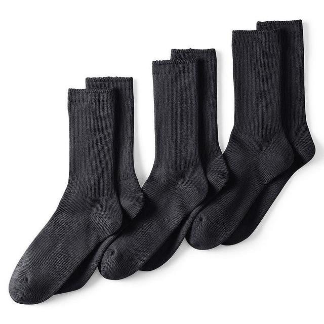 Mens Lands End Seamless Toe Cotton 3-Pack Crew Socks Product Image