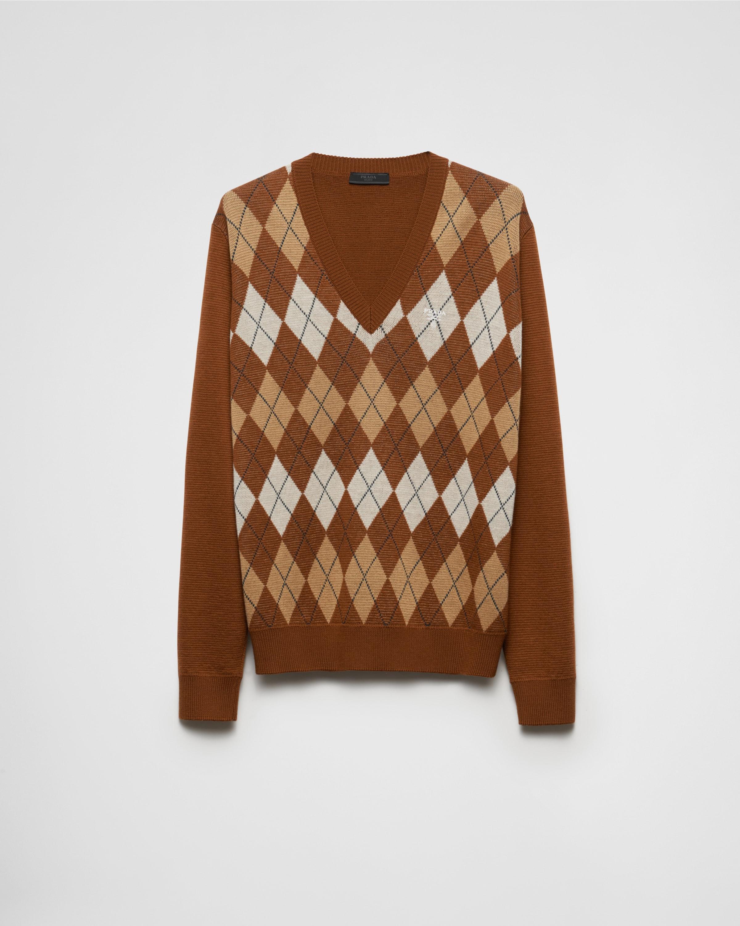 Wool sweater with an Argyle pattern Product Image