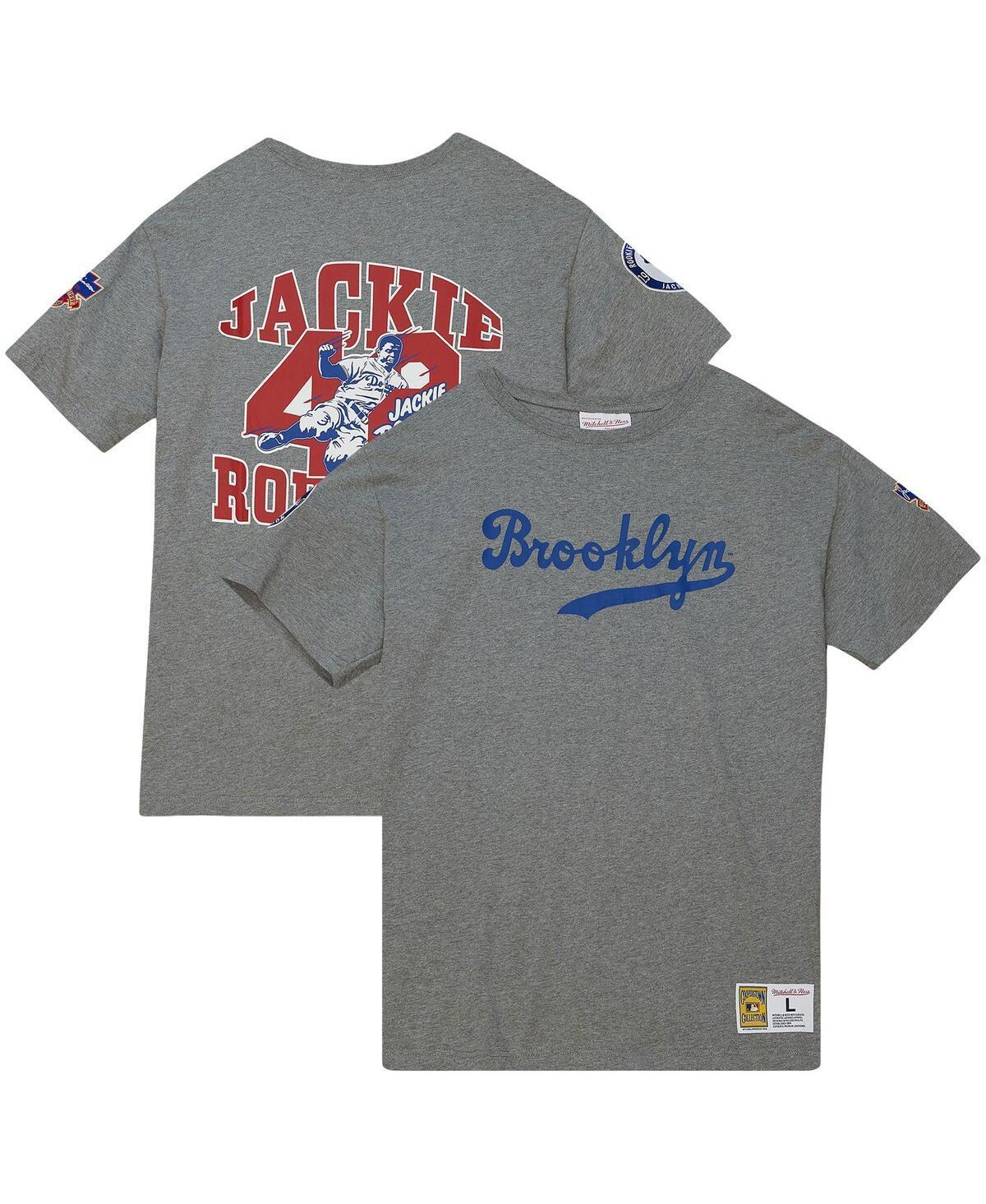 Mens Mitchell & Ness Jackie Robinson Gray Brooklyn Dodgers Cooperstown Collection Legends T-Shirt Product Image