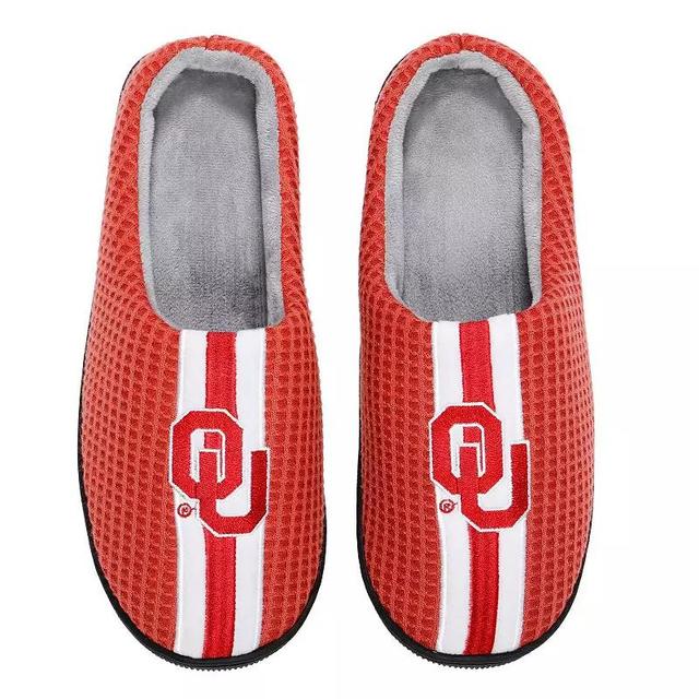 Mens FOCO Crimson Oklahoma Sooners Team Stripe Memory Foam Slide Slippers Product Image