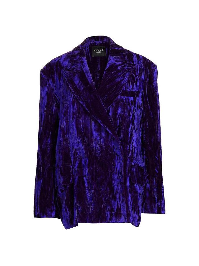 Womens Tailored Loose-Fit Velvet Blazer Product Image