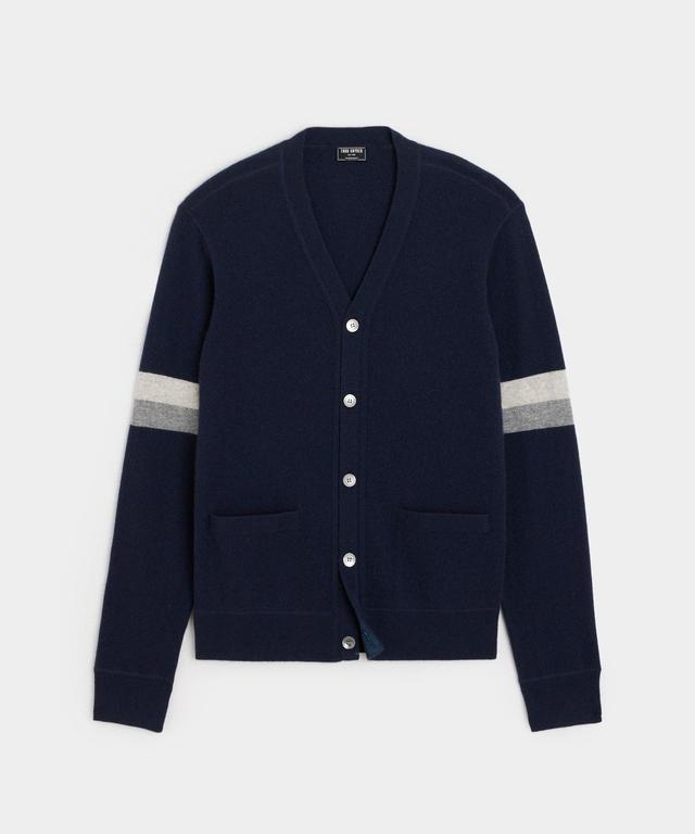 Luxe Cashmere Armstripe Cardigan in Navy Product Image