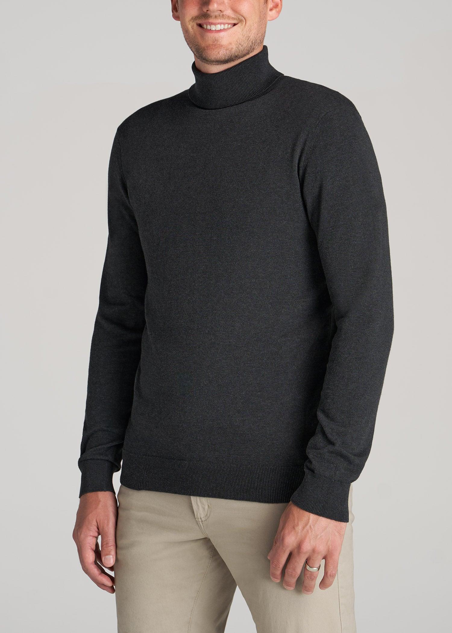 Men's Tall Turtleneck Sweater in Charcoal Mix Male Product Image