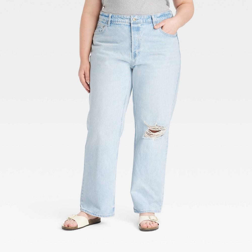 Womens Mid-Rise 90s Baggy Jeans - Universal Thread Light Wash 28 Product Image