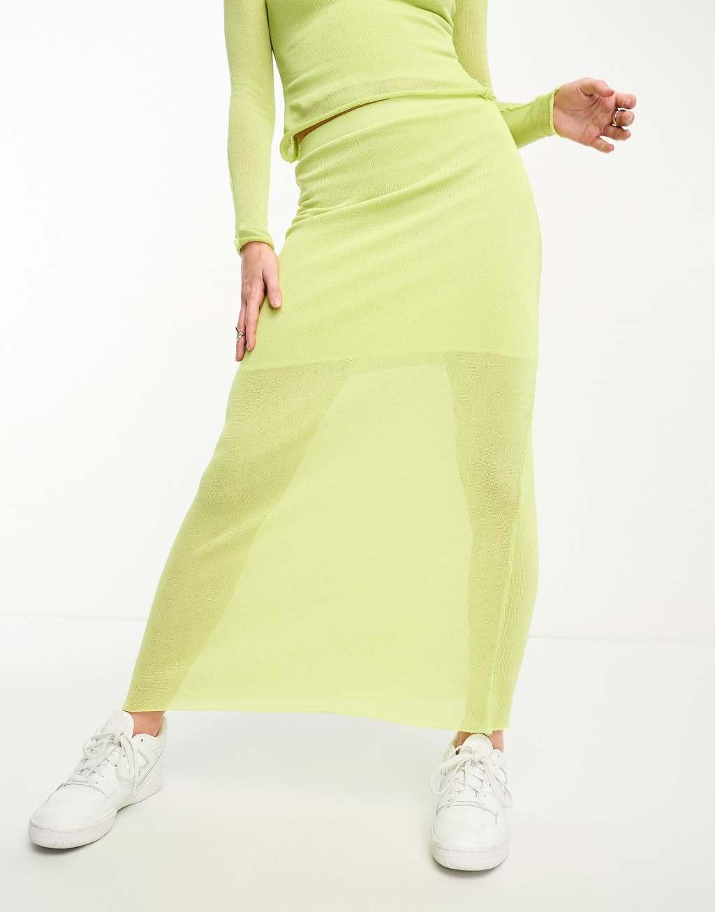 COLLUSION knit column maxi skirt in green Product Image