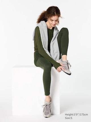 Womens Ultra Stretch Uv Protection Airism Leggings Dark Green Small UNIQLO US Product Image