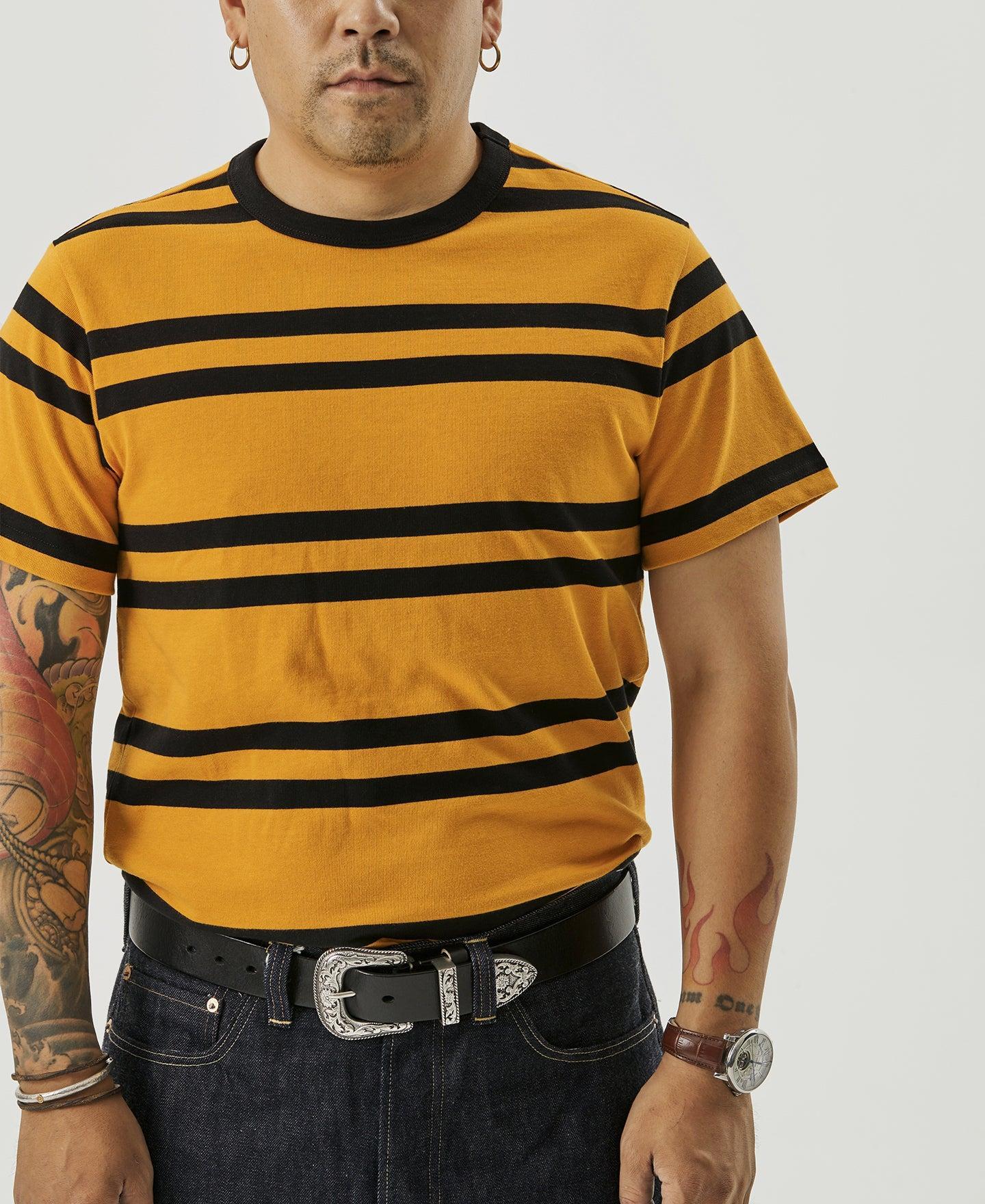 9.8 oz IVY Style Striped T-Shirt - Yellow/Black Product Image