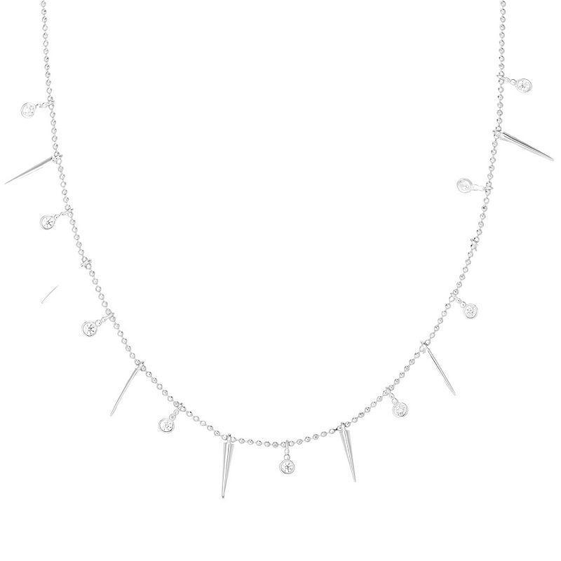 Sunkissed Sterling Silver Cubic Zirconia and Spike Necklace, Womens Silver Tone Product Image