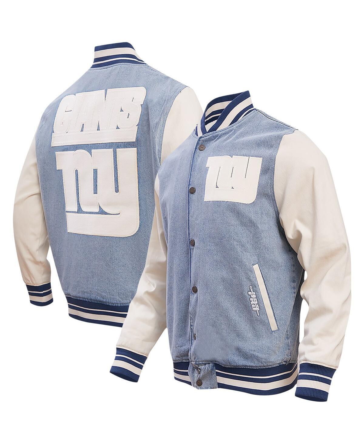 Mens Pro Standard Denim Distressed New York Giants Varsity Blues Full-Snap Varsity Jacket Product Image