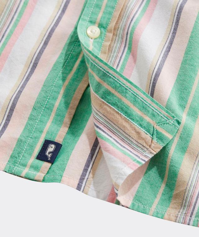 Cotton Short-Sleeve Awning Stripe Shirt Product Image