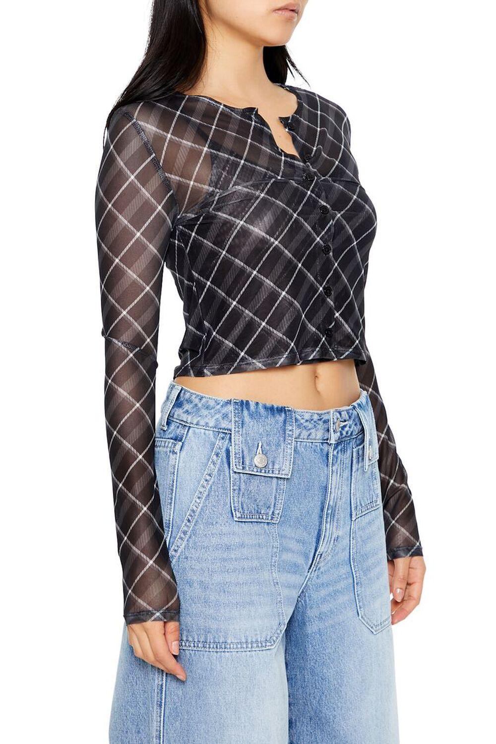 Plaid Mesh Crop Top & Cami Set | Forever 21 Product Image