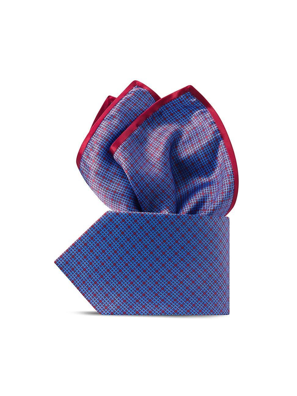 Mens Hand Printed Silk Tie Set Product Image