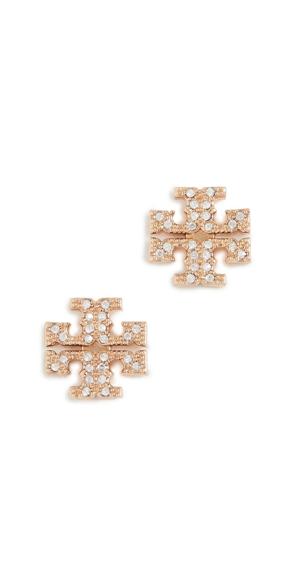 Tory Burch Crystal Logo Stud Earrings Product Image