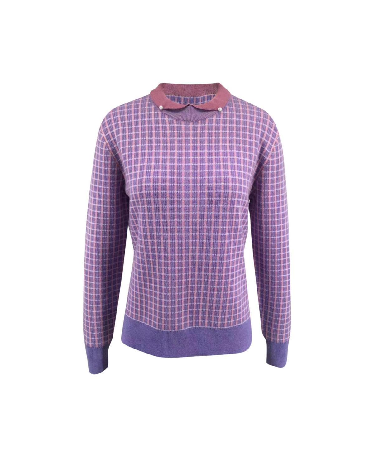 Bellemere Womens Merino Tweed Pullover With Pearl Polo Collar Sweater Product Image