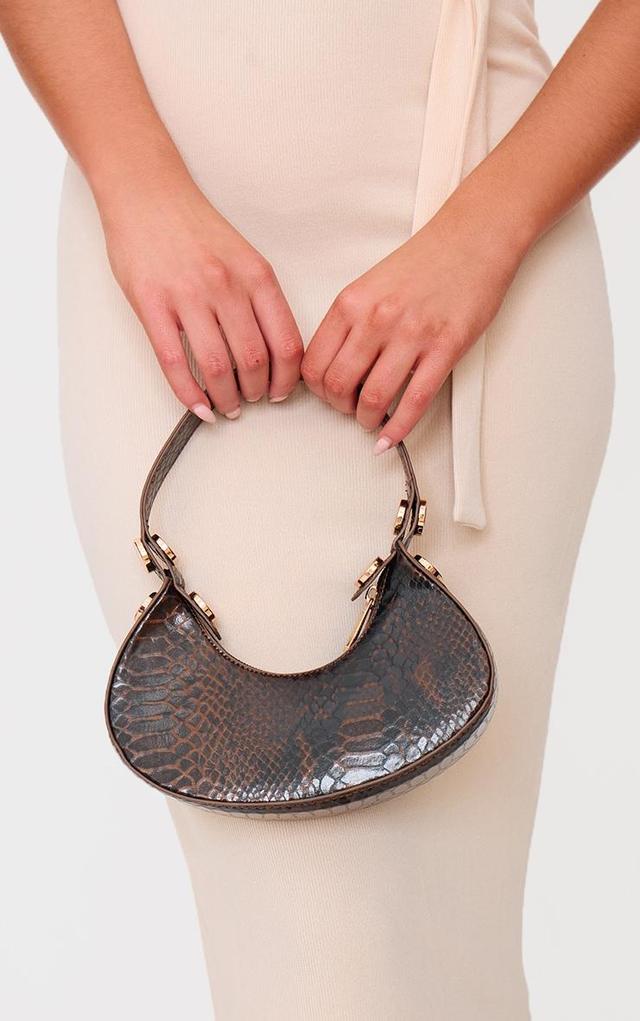 Brown Mini Croc Shoulder Bag Product Image