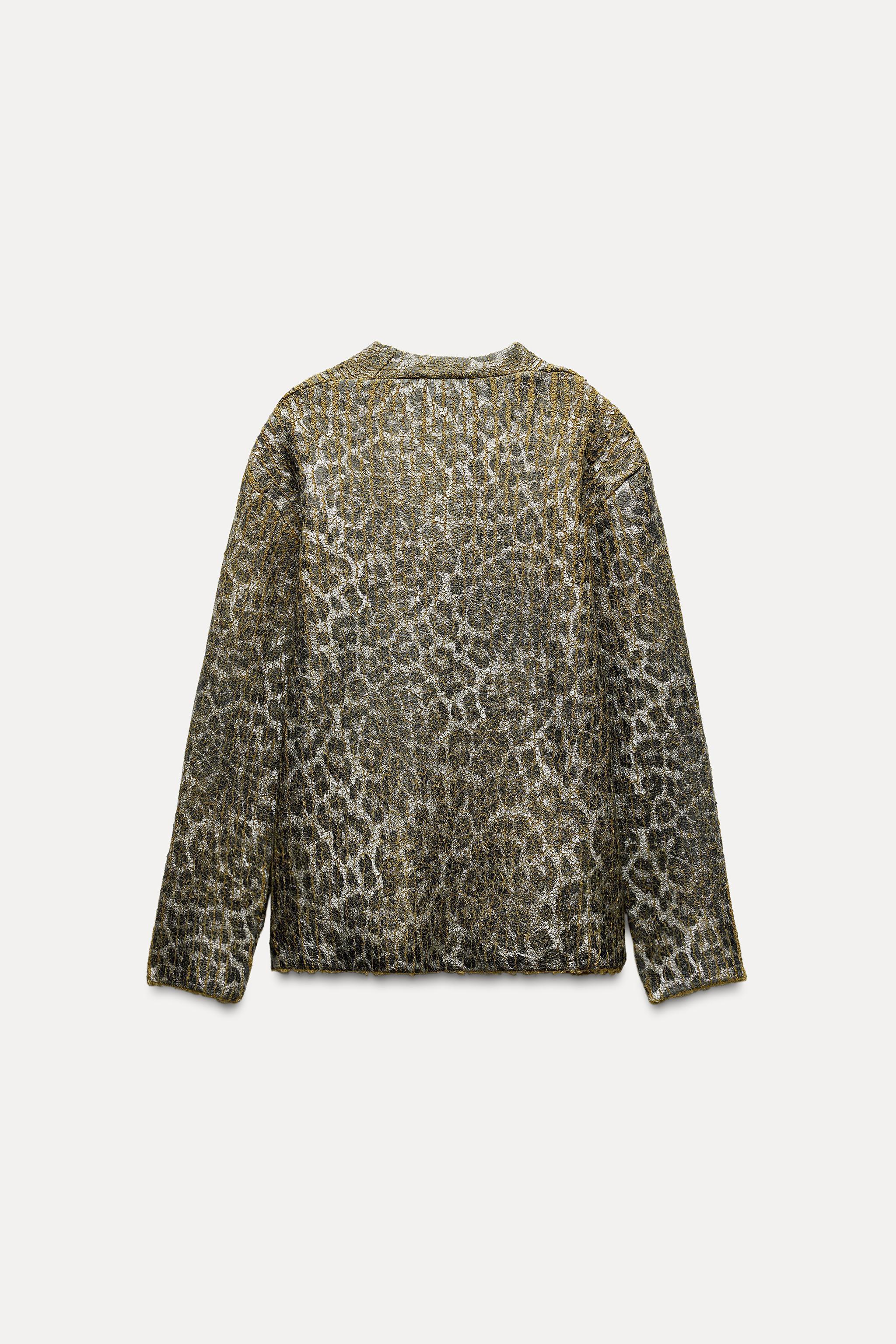 ANIMAL PRINT KNIT FOIL JACKET Product Image