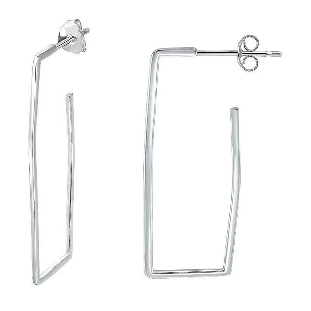 Aleure Precioso Sterling Silver Rectangle Hoop Earrings, Womens, Silver Tone Product Image