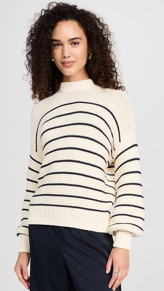 Alex Mill Button-Back Crewneck Sweater in Stripe | Shopbop Product Image