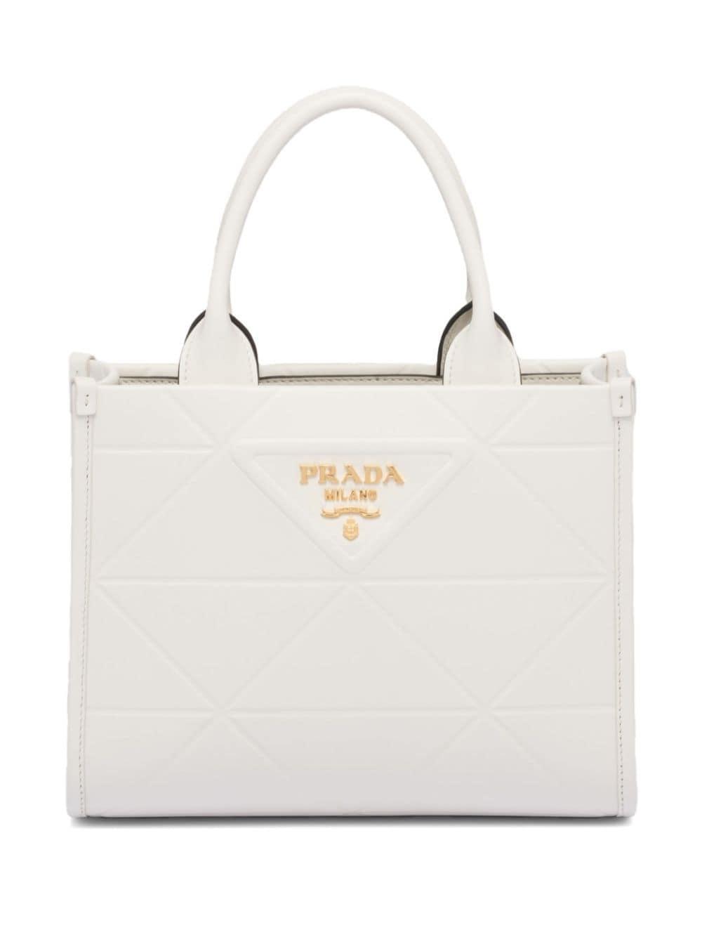 Leather Tote Bag In White Product Image