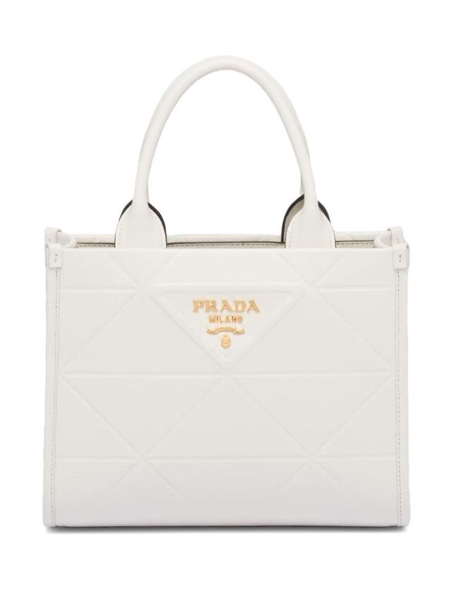 Leather Tote Bag In White Product Image