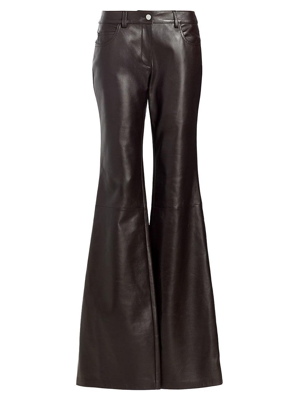 Womens Leather Flare-Leg Pants Product Image