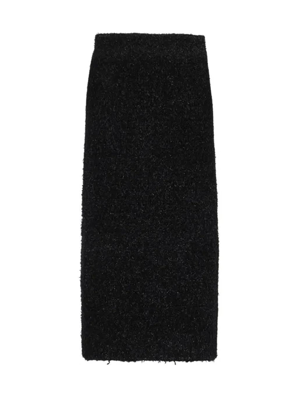 BALENCIAGA Cotton Tweed Knitted Midi Skirt In Black Product Image