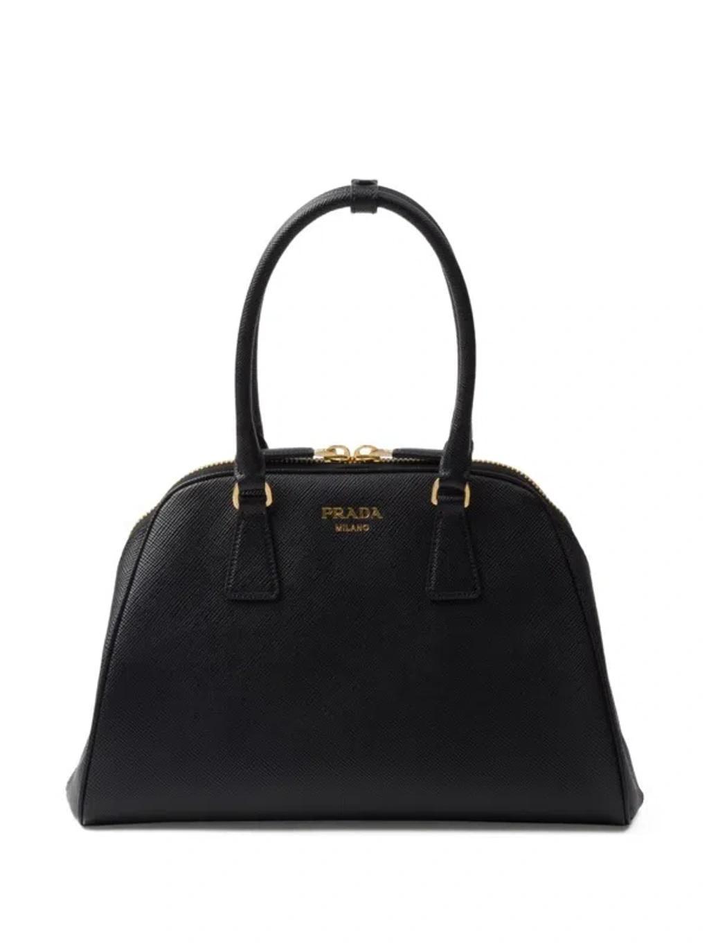 Medium Saffiano Leather Tote Bag In Black Product Image