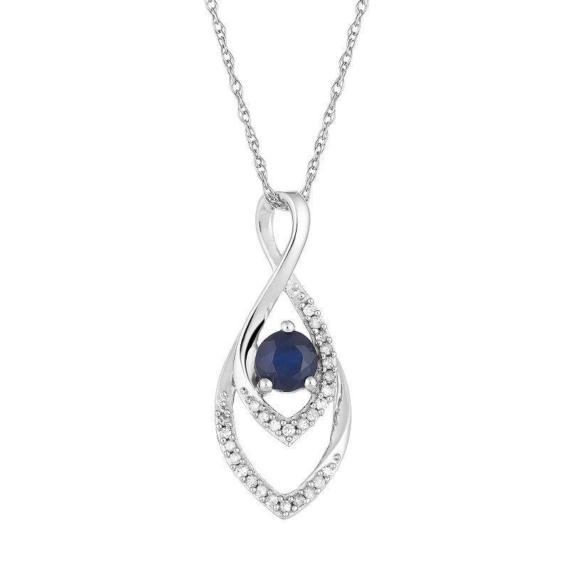 10k White Gold Sapphire  & Diamond Accent Infinity Wrap Pendant, Womens 10k Whgold Product Image