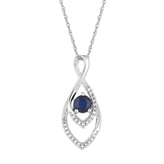 10k White Gold Sapphire  & Diamond Accent Infinity Wrap Pendant, Womens 10k Whgold Product Image