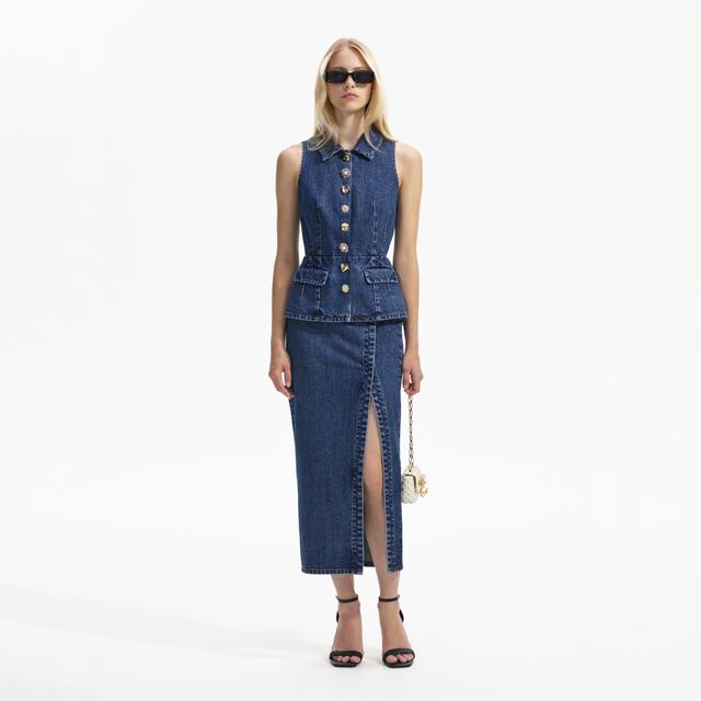 Sleeveless Denim Midi Dress Product Image