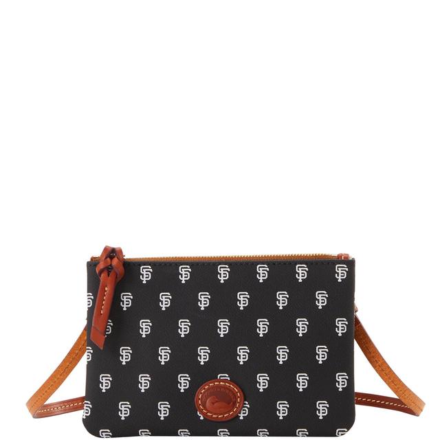 Dooney & Bourke Womens MLB Giants Top Zip Crossbody Coated Cotton Shoulder Bag in Black Product Image