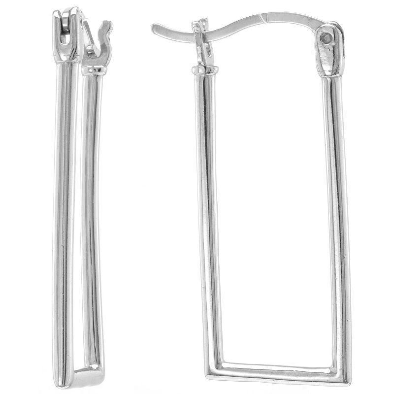 Judy Crowell Sterling Silver Rectangle Hoop Earrings, Womens Product Image