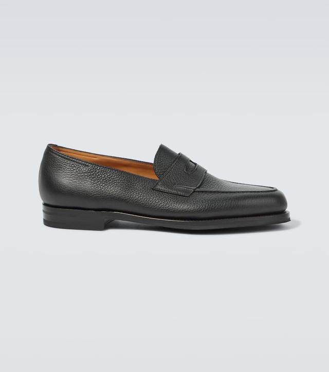 Thorne Penny-strap Leather Loafers In Black Product Image