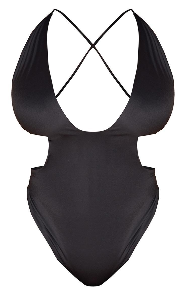 Plus Black Cross Front Cut Out Swimsuit Product Image