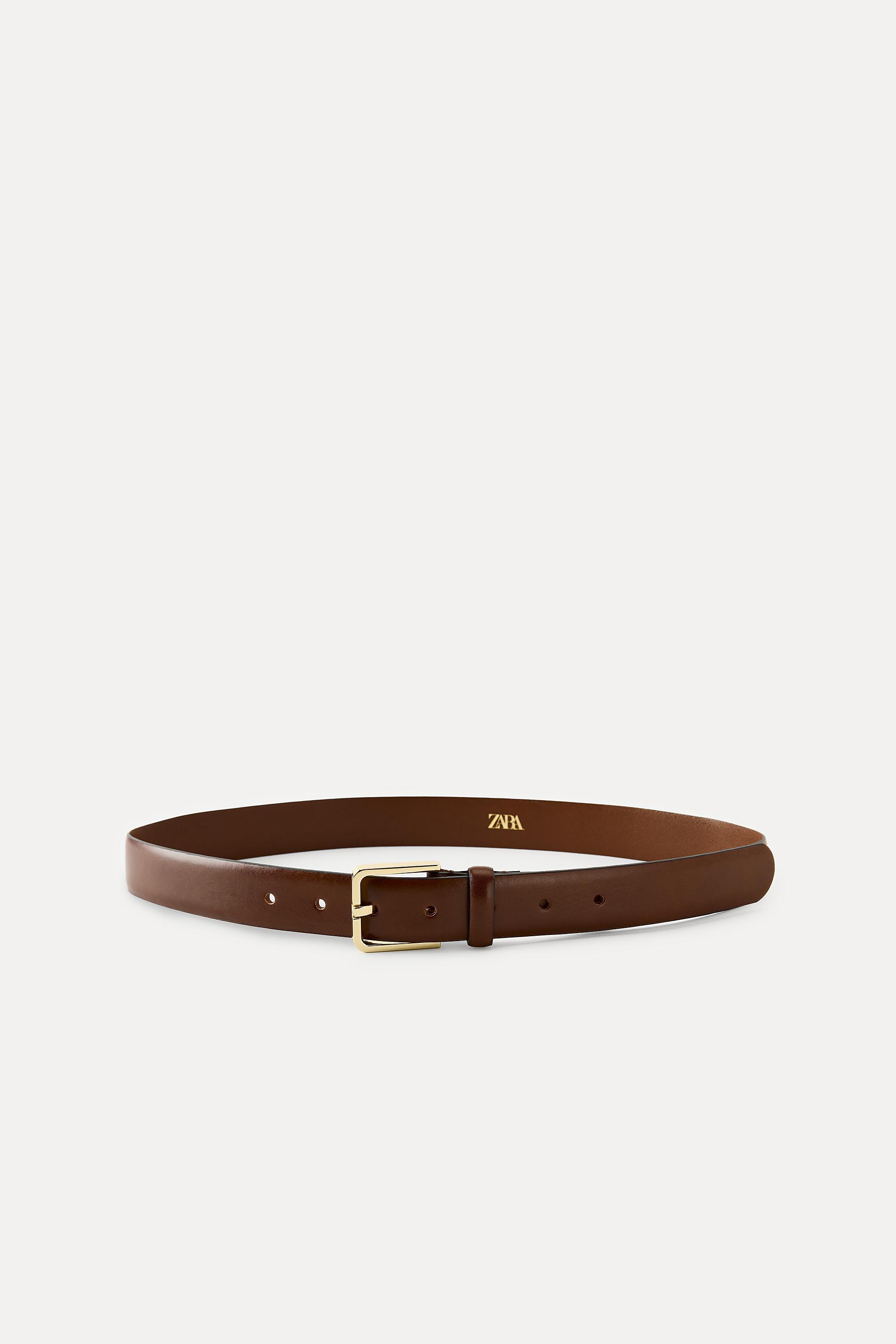 LEATHER BELT WITH SQUARE BUCKLE Product Image