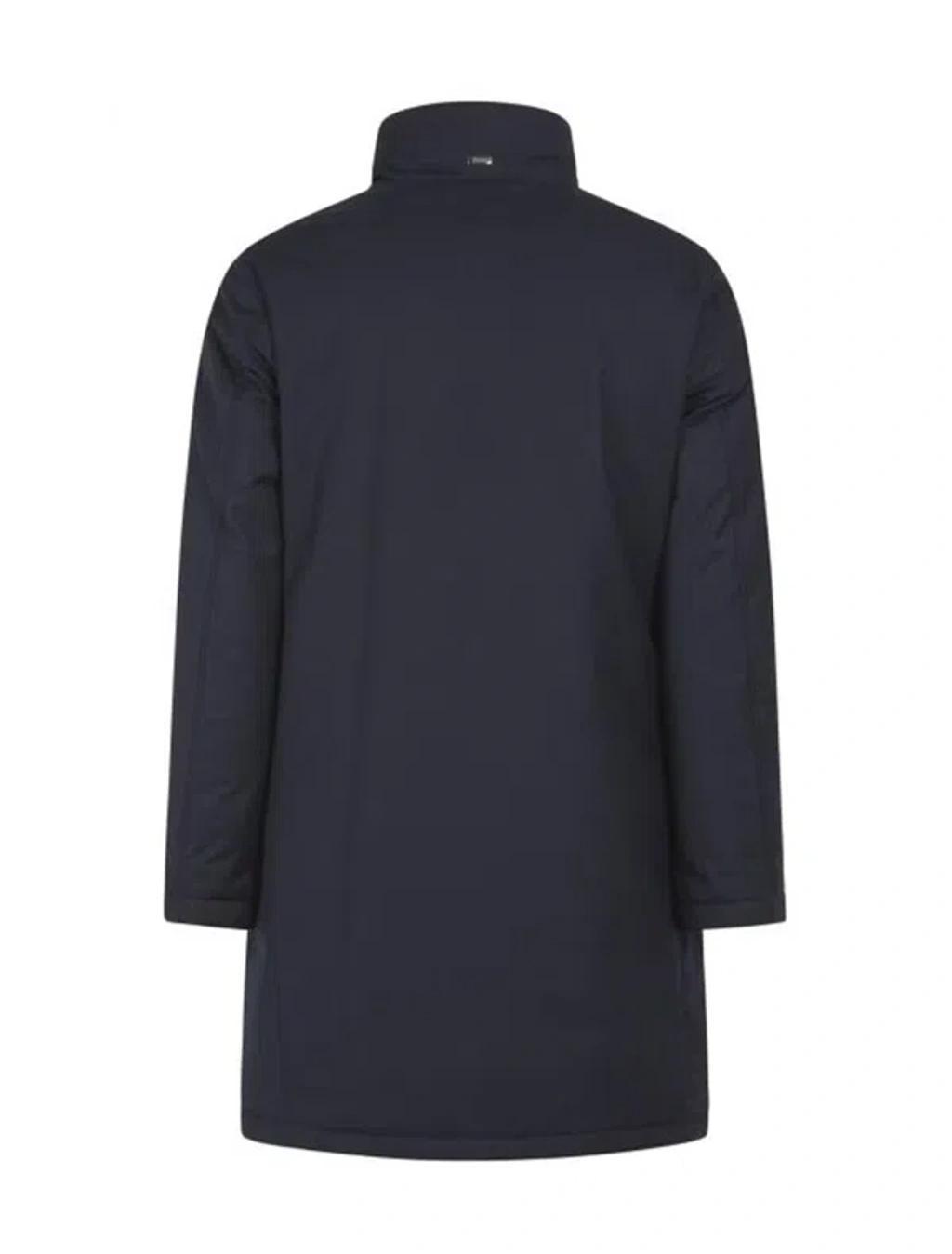 HERNO Buttoned High Neck Coat In Blue Product Image