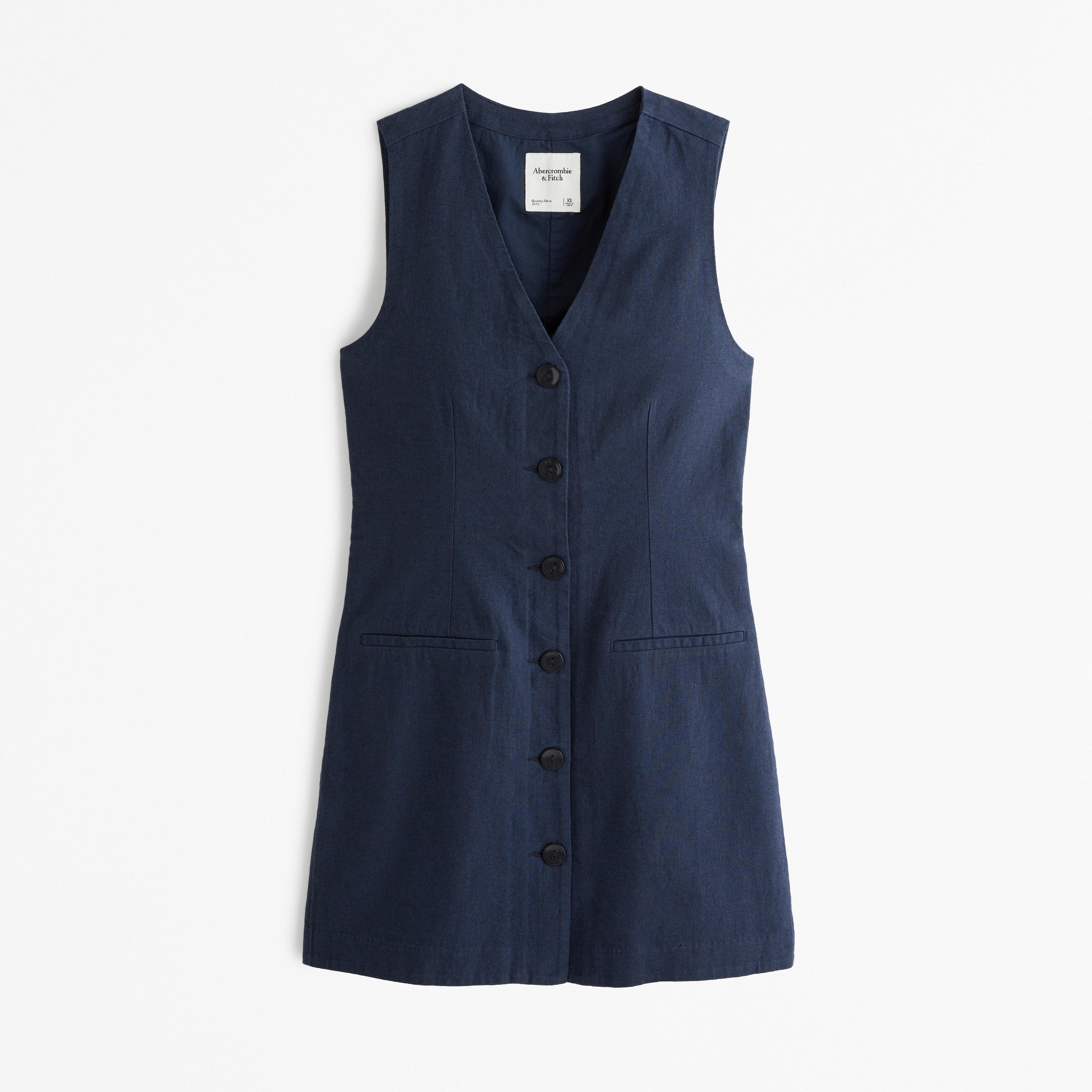 The A&F Mara Linen-Blend Vest Mini Dress Product Image