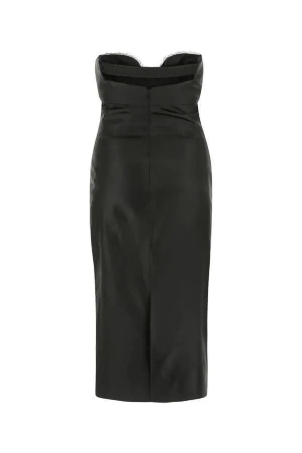 SAINT LAURENT Woman Black Satin Dress Product Image