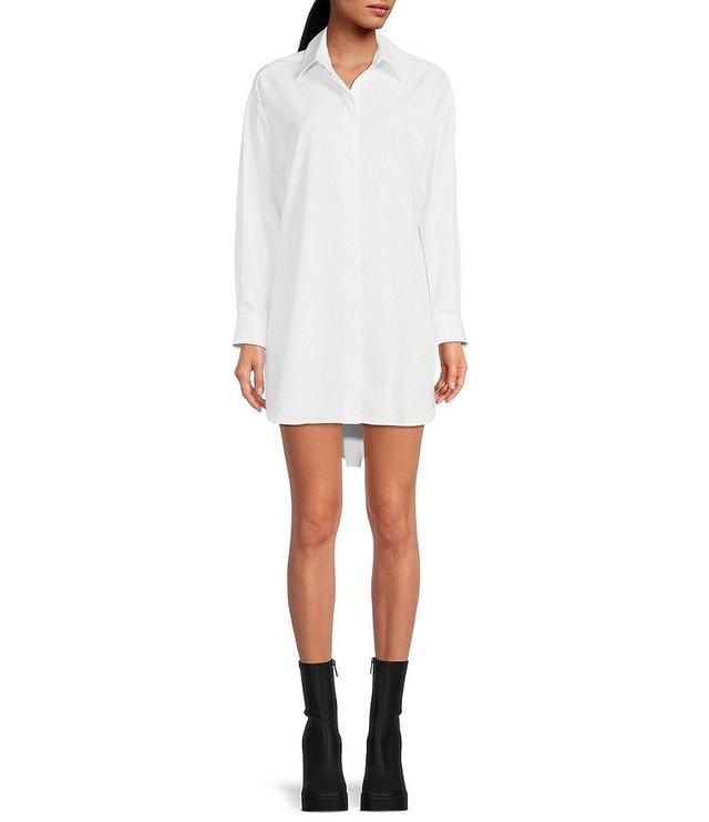 Gianni Bini Button Down Collar Long Sleeve Mini Shirt Dress Product Image