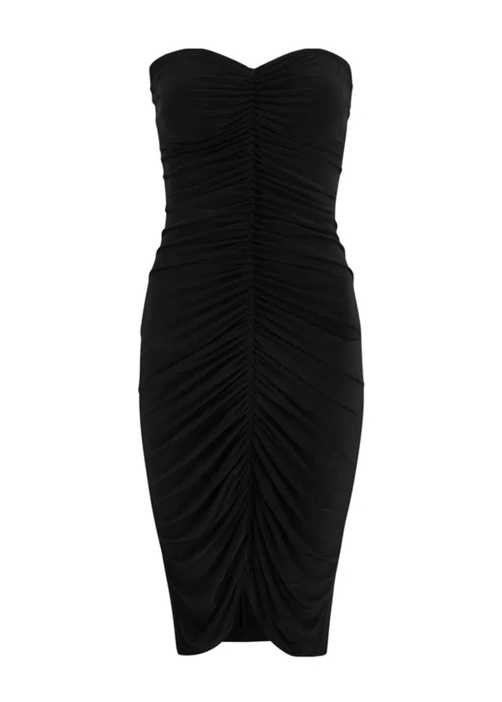 NORMA KAMALI Strapless Ruched Stretch-jersey Dress In Black product image