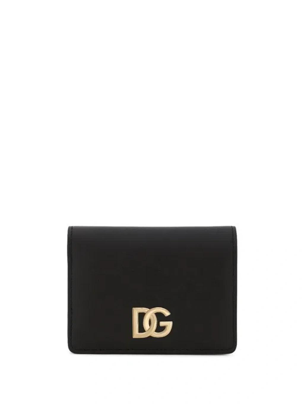 Calfskin Wallet With Logo Plaque In Black Product Image