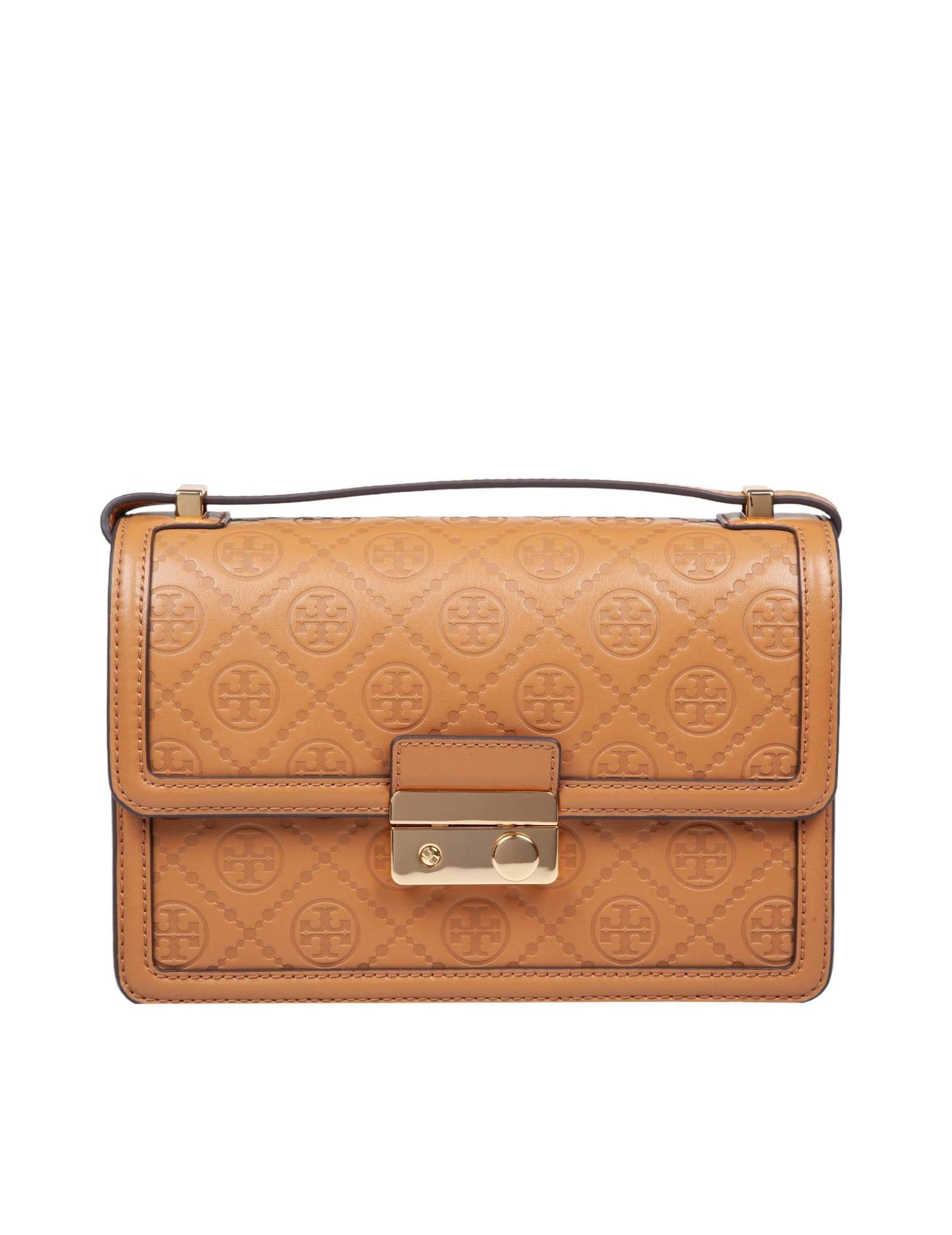 TORY BURCH Shoulder Bag In Monogram Leather Color Leather In Beige Product Image