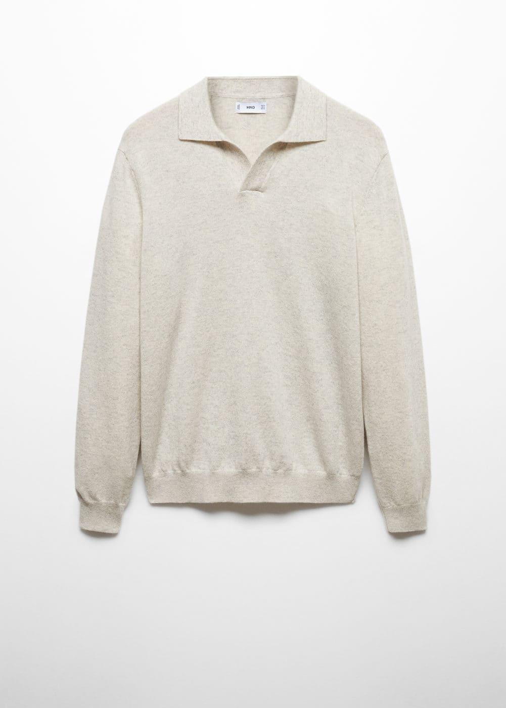 MANGO MAN - 100% cashmere knitted polo shirt light/pastel greyMen Product Image