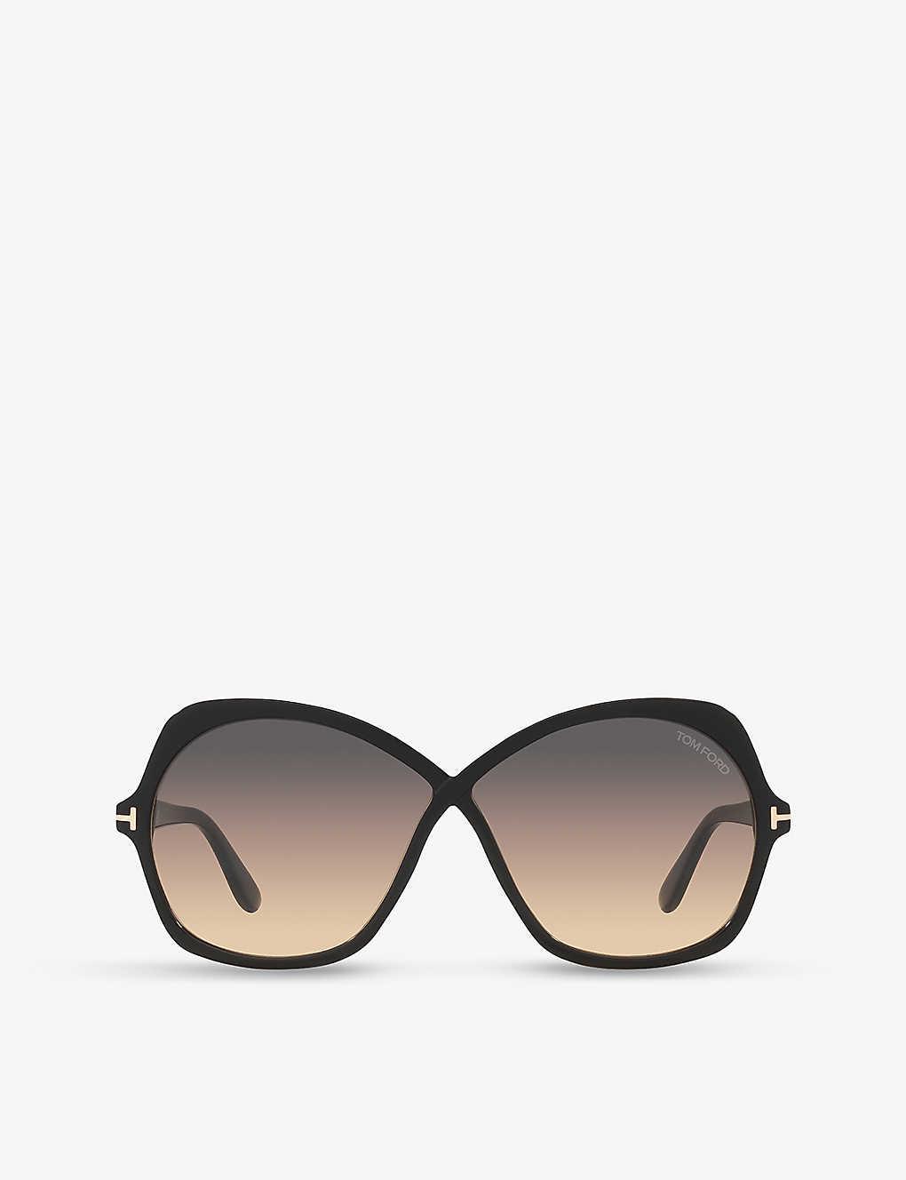 TOM FORD Womens Black Ft1013 Round-frame Acetate Sunglasses In Grey Grad Product Image