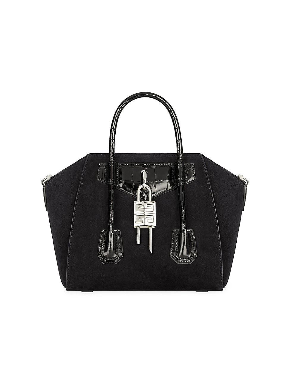 Womens Mini Antigona Lock Top Handle Bag In Suede Product Image