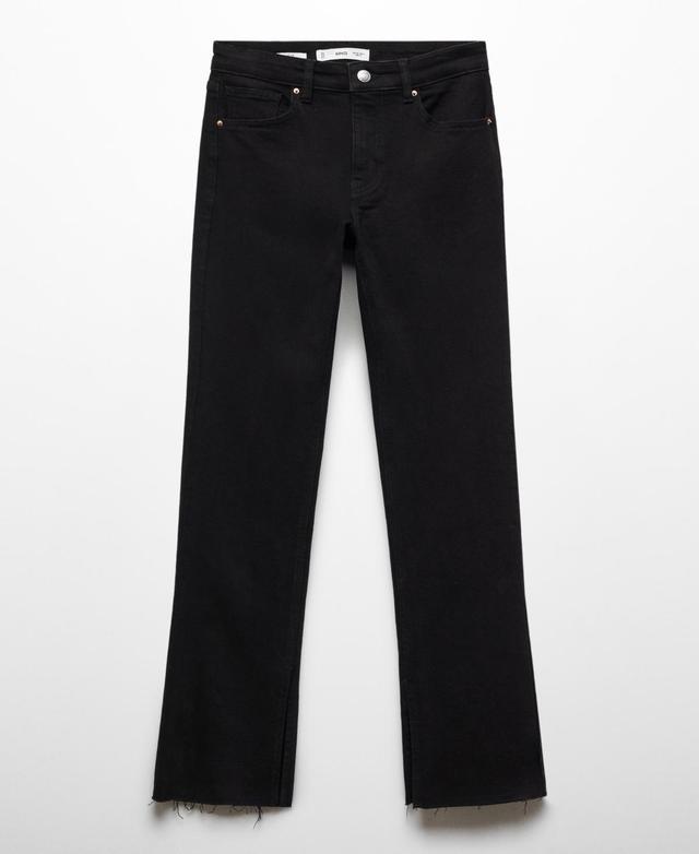 MANGO - Medium-rise straight jeans with slits black denimWomen Product Image