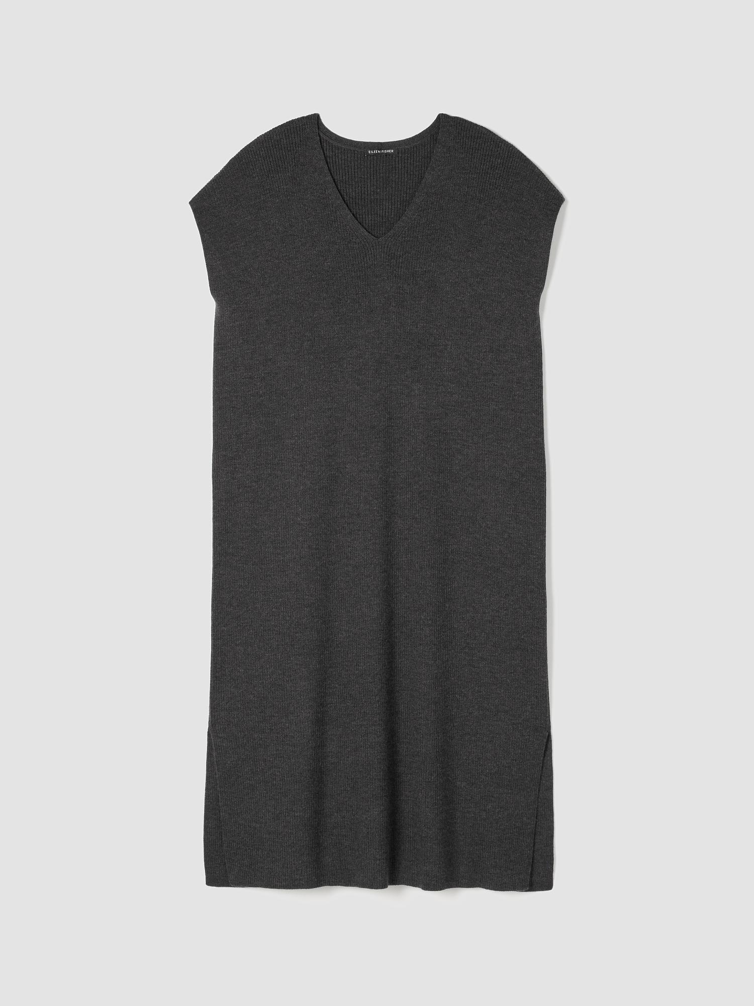 EILEEN FISHER Merino Rib V-Neck Dressfemale product image