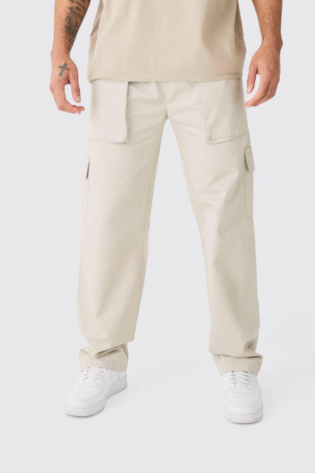 Elasticated Waist Zip Hem Flared Parachute Cargo Pants | boohooMAN USA Product Image