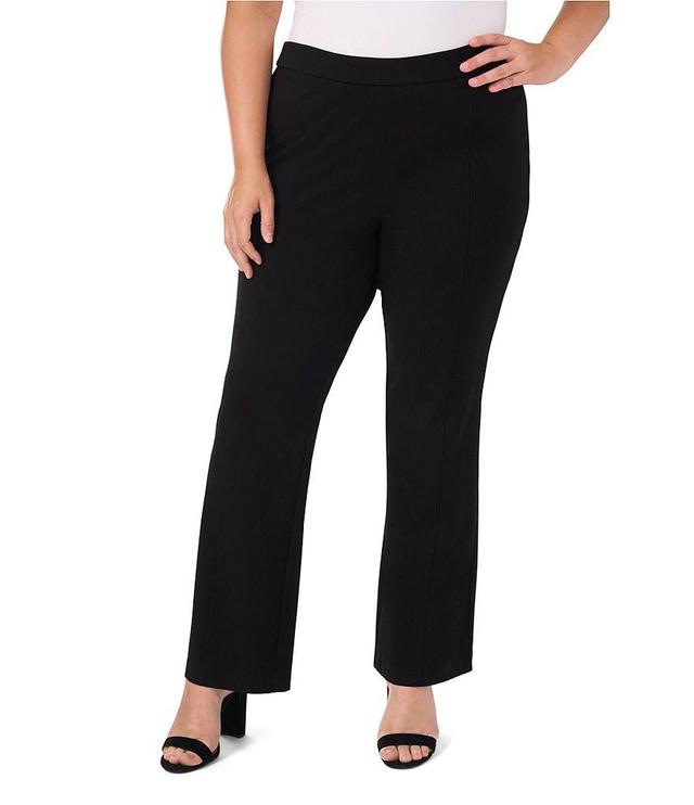 CeCe Plus Size Ponte High Rise Princess Seam Flat Front Flare Pants Product Image